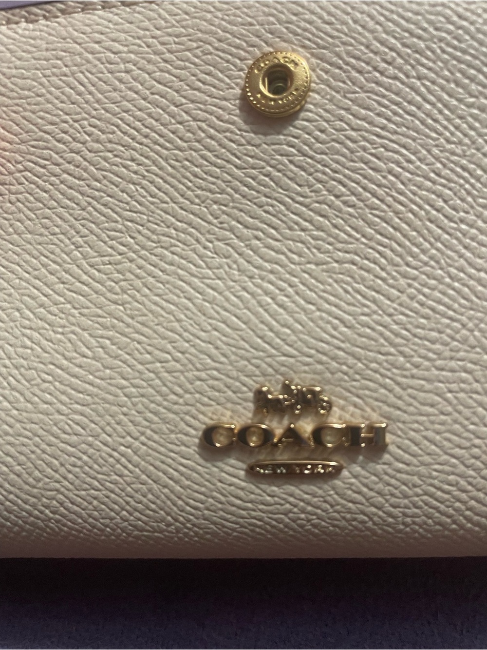 Coach Medium corner zip Pebbled Leather Small Wallet - Cream - Picture 7 of 9